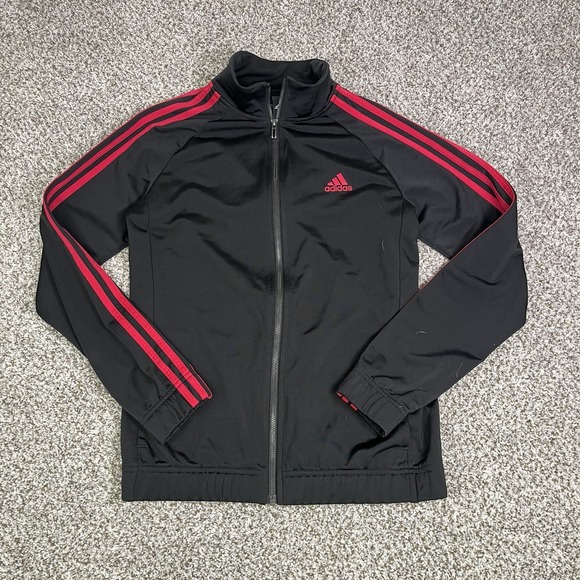 adidas Womans 3-Stripes 100% Polyester Zip-Up Track Jacket Hot Pink Black Medium - Picture 1 of 8